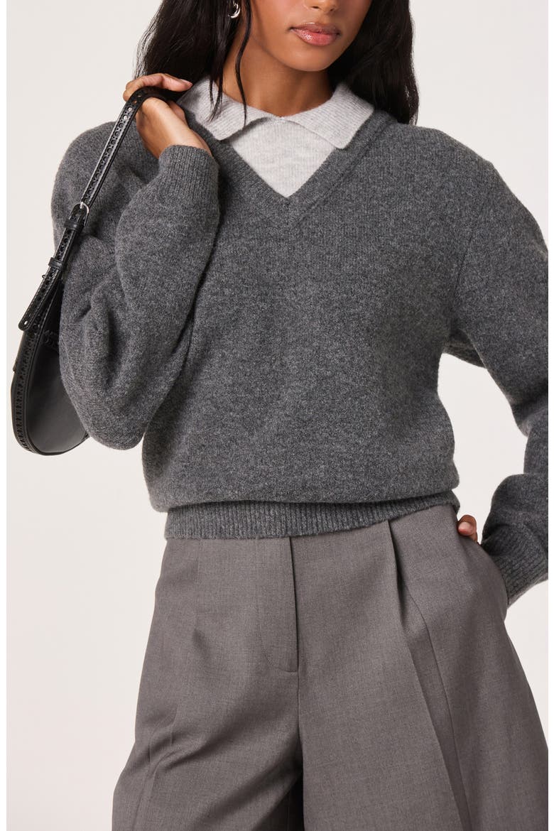 Contrast Collar Sweater, Alternate, color, GREY