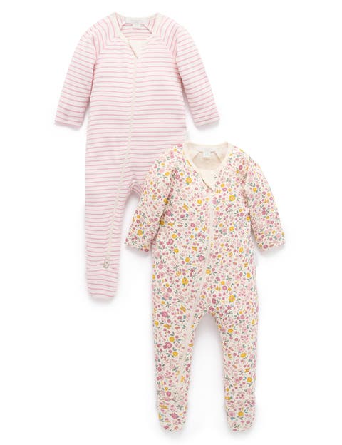 2 Pack Basics Printed Zip Footie Girls