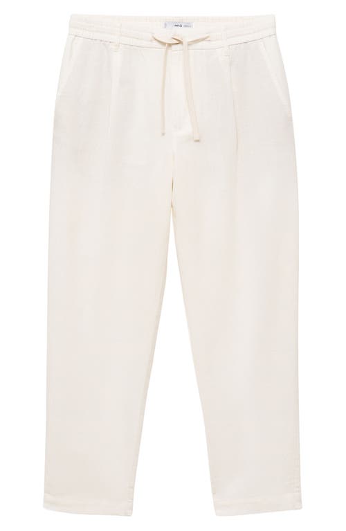 Mango Slim Fit Linen & Cotton Drawstring Pants In White