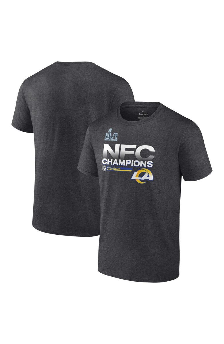 FANATICS Men's Fanatics Branded Heathered Charcoal Los Angeles Rams 2021 NFC Champions Locker Room Trophy Collection T-Shirt, Main, color, 