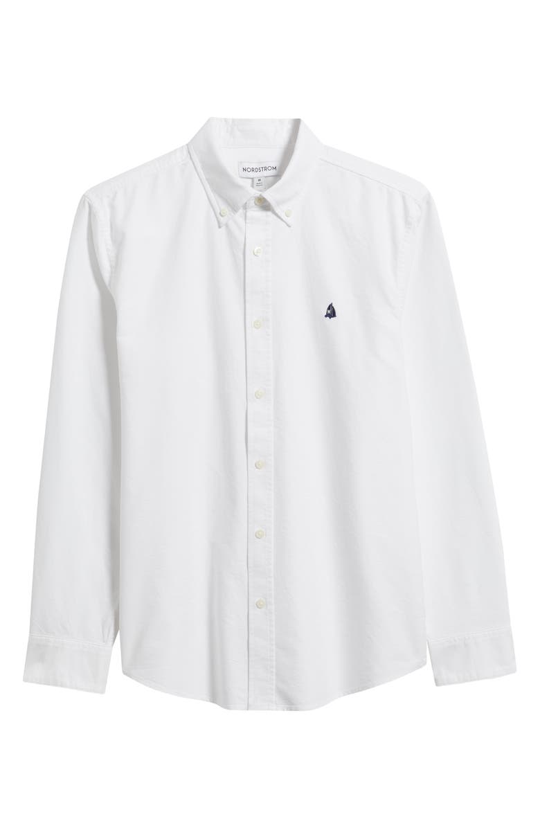 Nordstrom Sailboat Emblem Cotton Button-Down Oxford Shirt, Alternate, color, White