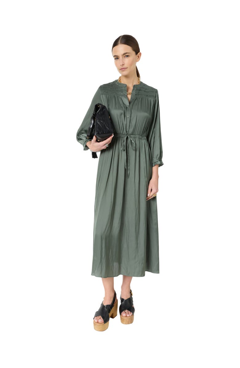 GERARD DAREL Rubie Satin Midi Dress, Main, color, Khaki Green