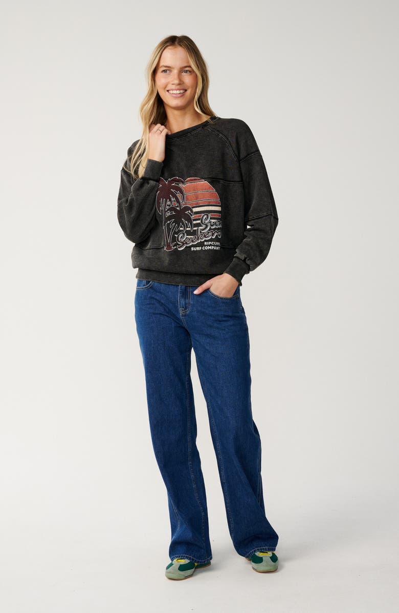 Rip Curl Seeker Raglan Logo Graphic Sweatshirt, Alternate, color, Washed Black