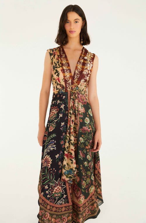 Farm Rio Mixed Winter Garden Lenzing Ecovero Viscose Sleeveless Maxi Dress In Multi