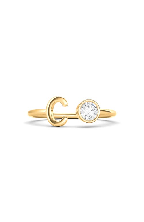 Hautecarat Lab Grown Diamond Letter Ring In 18k Yellow Gold - C