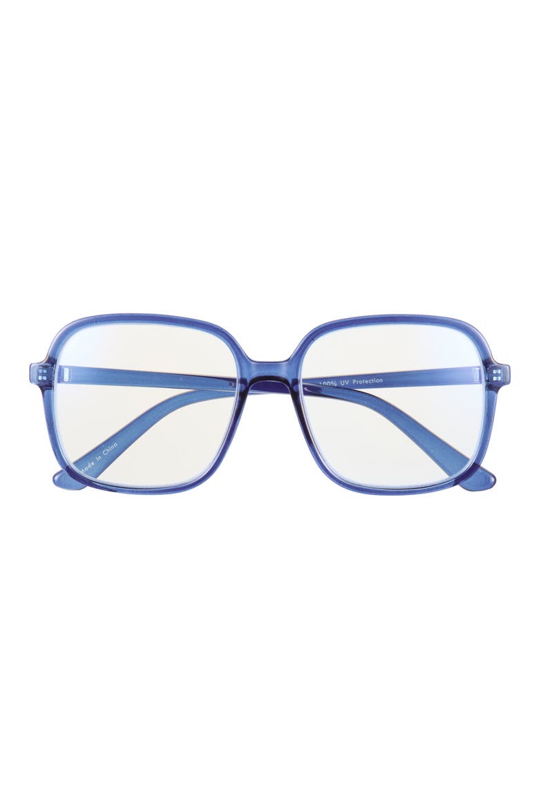 Square Blue Light Blocking Glasses, Main, color, NAVY