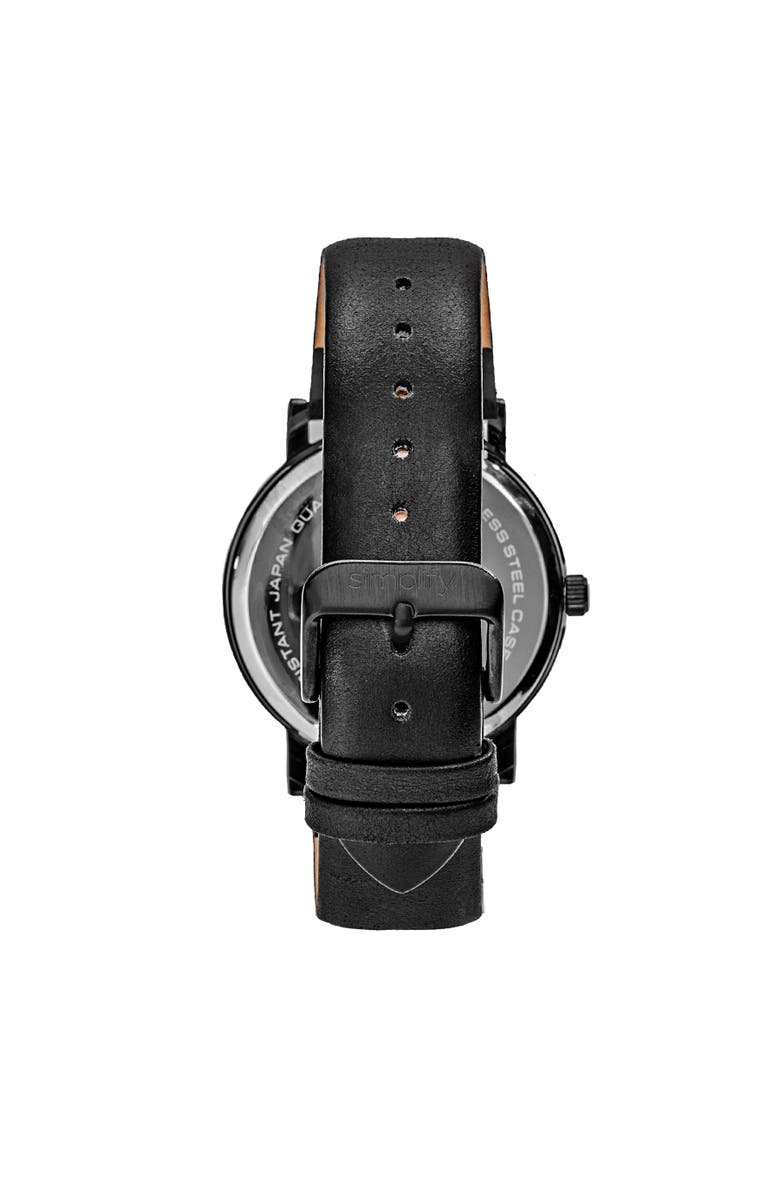 SIMPLIFY The 7000 Leather-Band Watch, Alternate, color, Black