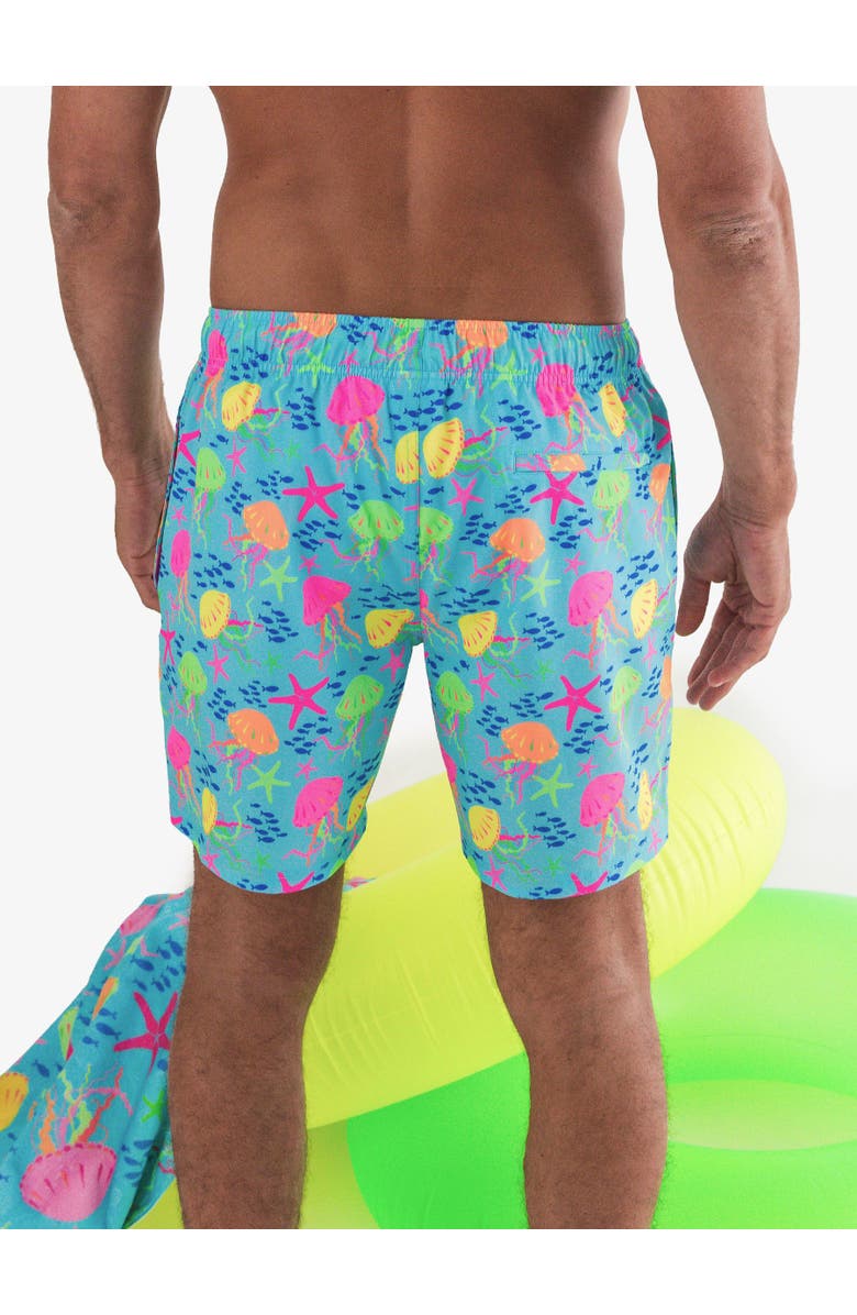 RuggedButts UPF50+ Sun Protected Men's Stretch Swim Trunks, Alternate, color, Neon Jelly Time