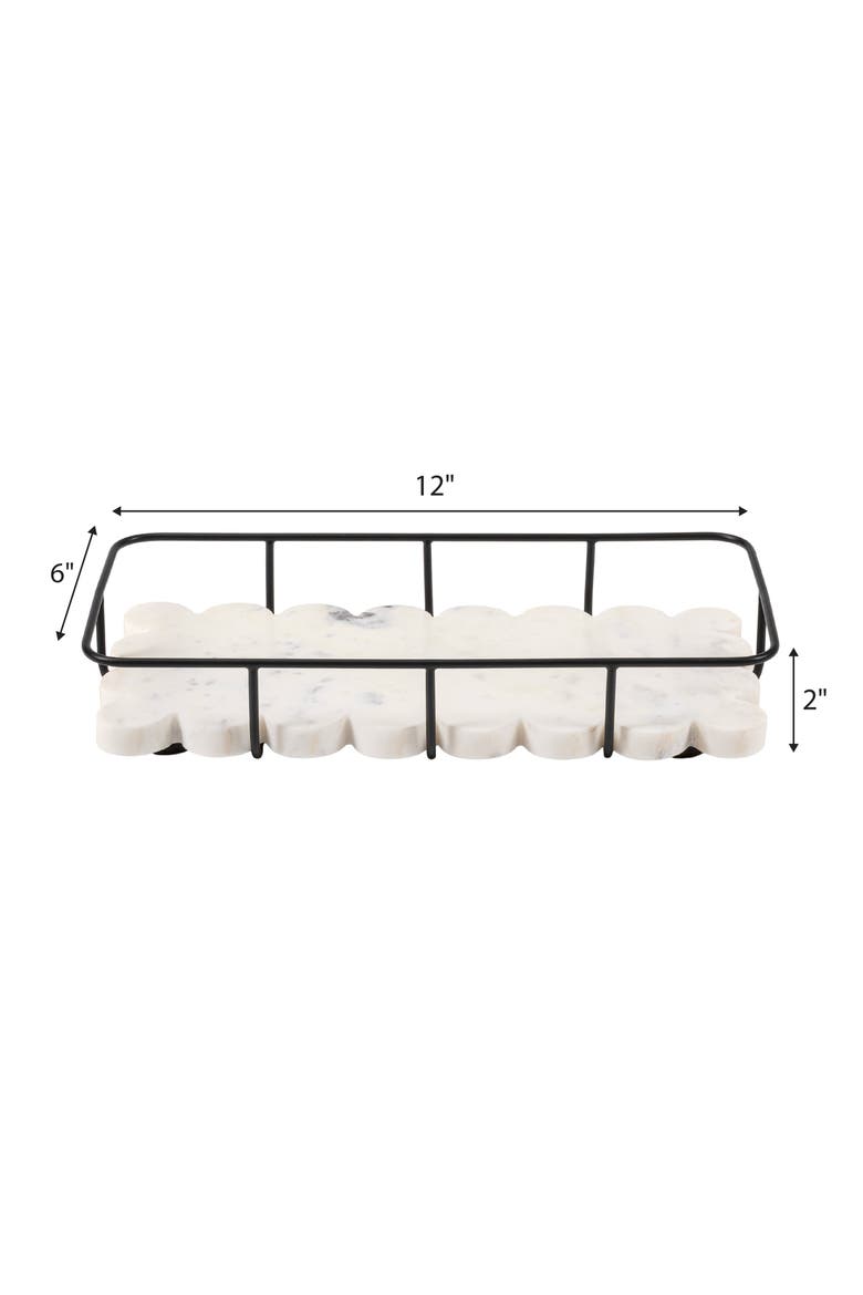Monarch Modern Industrial Metal/Marble Scalloped Base Vanity Tray, Alternate, color, White Marble/Black
