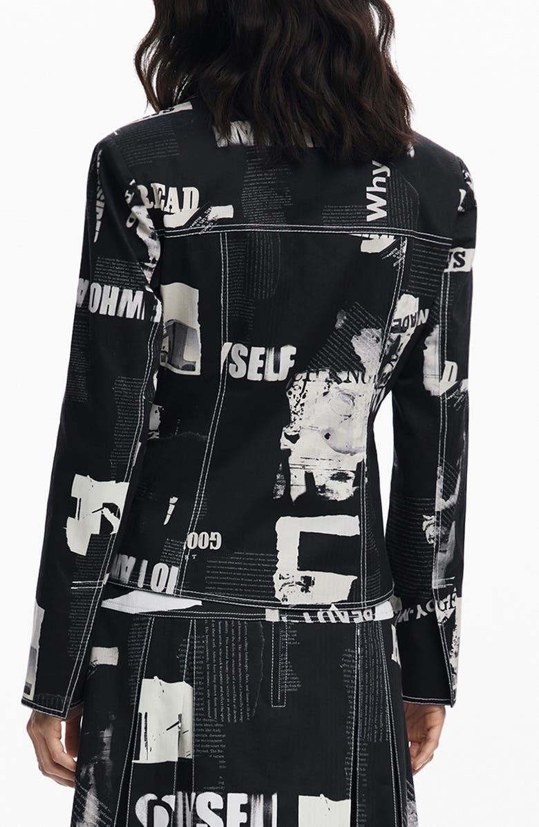Desigual Mixed Print Stretch Cotton Jacket, Alternate, color, Dark Gray