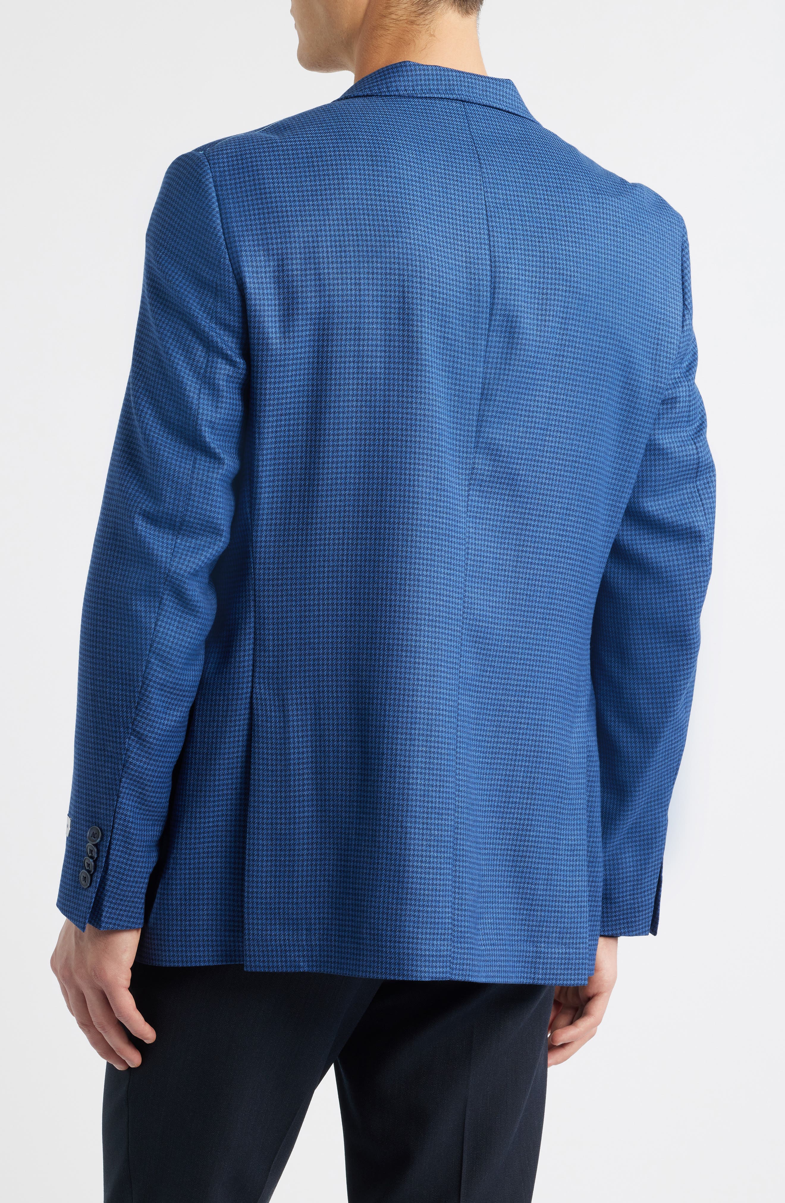 Hyperlight Soft Blue Houndstooth Wool & Silk Sport Coat - image 2