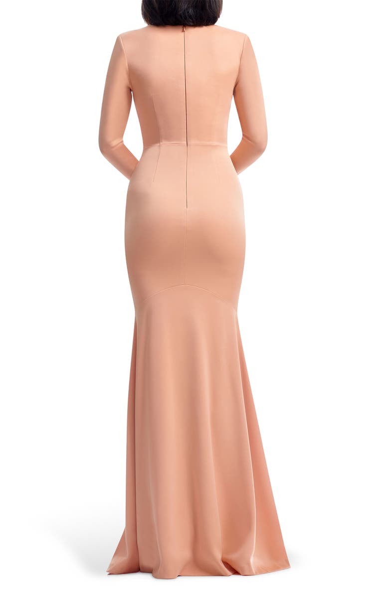 Dress the Population Delores Long Sleeve Evening Gown, Alternate, color, Coral