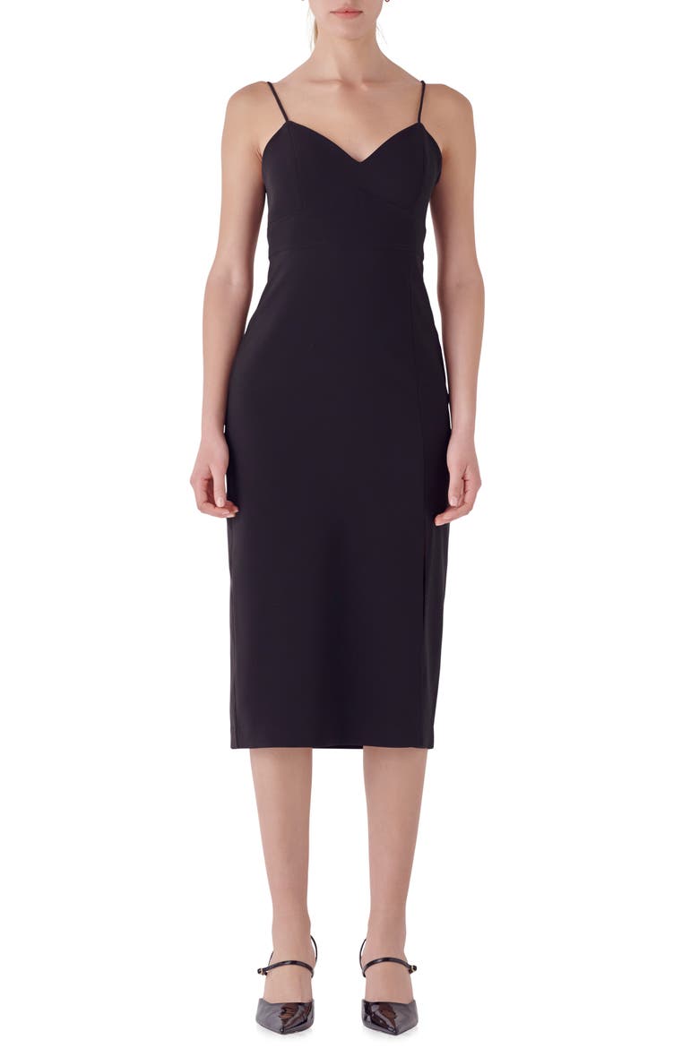 Strappy Midi Sheath Dress, Main, color, BLACK