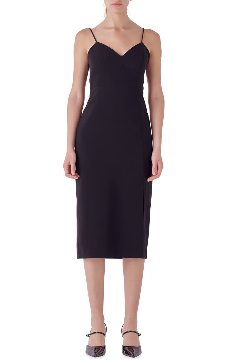 Endless Rose Strappy Midi Sheath Dress, Main, color, Black