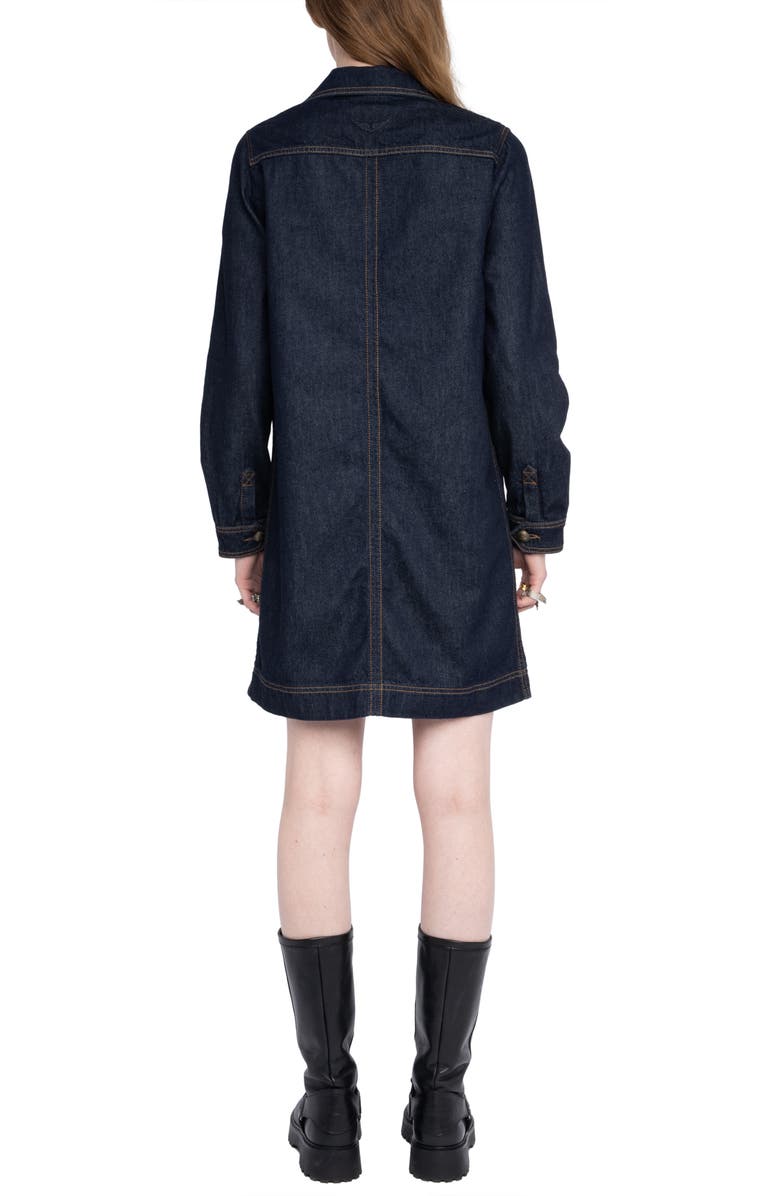 Zadig & Voltaire Remacha Long Sleeve Denim Dress, Alternate, color, Brut