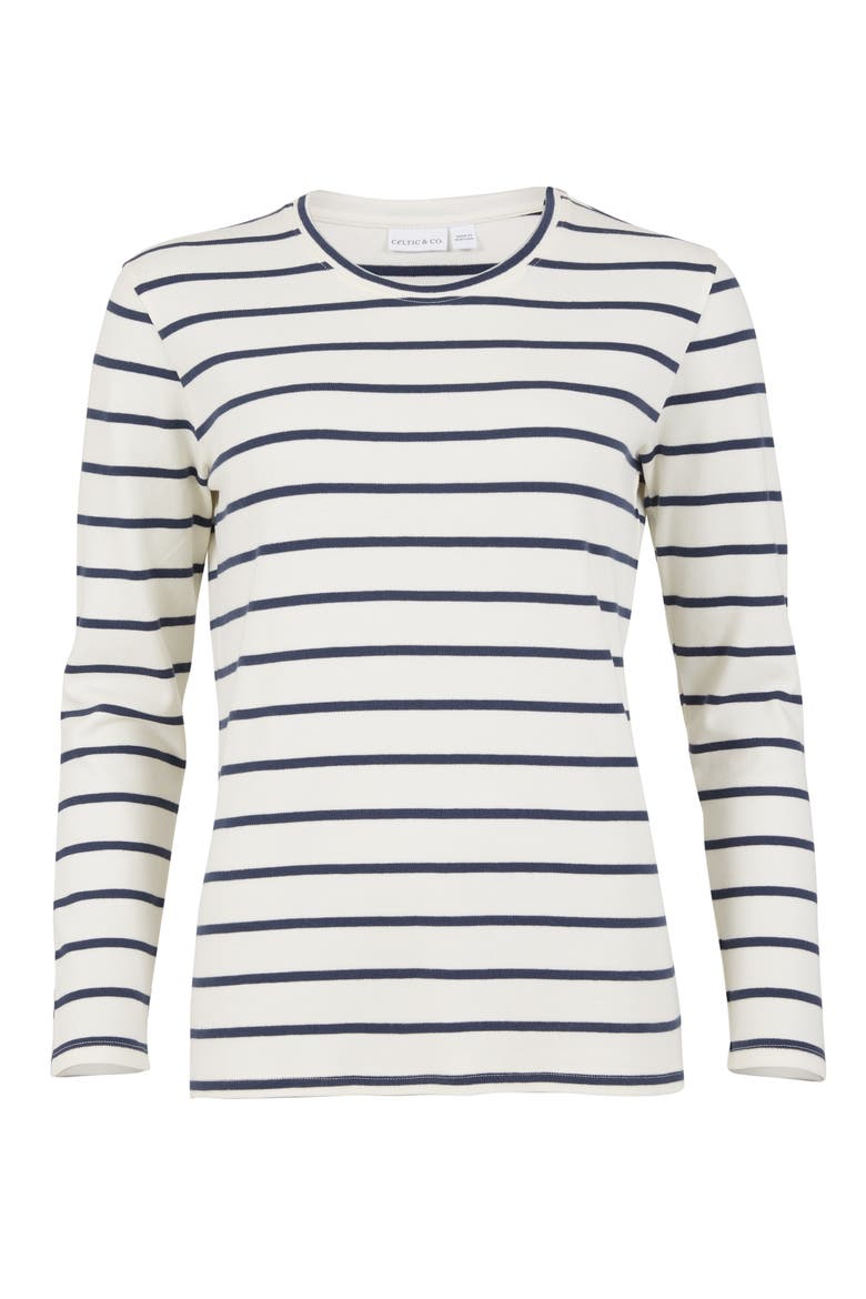 Striped Long Sleeve T-Shirt, Alternate, color, Chalk / Navy Stripe
