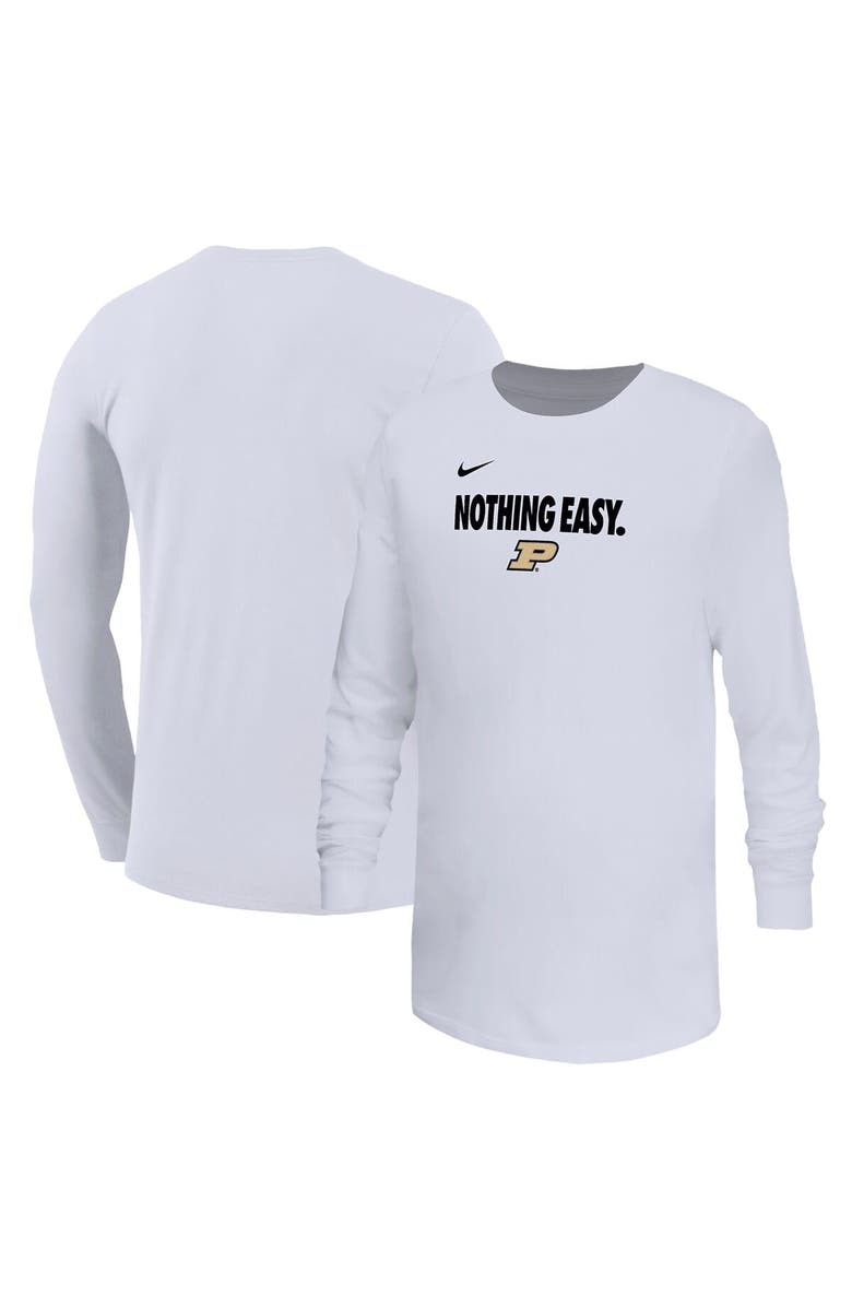 Nike Youth Nike White Purdue Boilermakers 2025 On-Court Bench Long Sleeve T-Shirt, Alternate, color, 