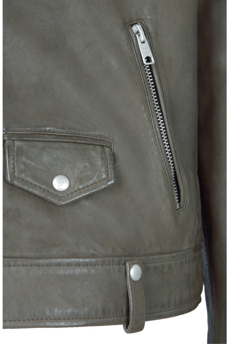 Milo Leather Biker Jacket, Alternate, color, GREY