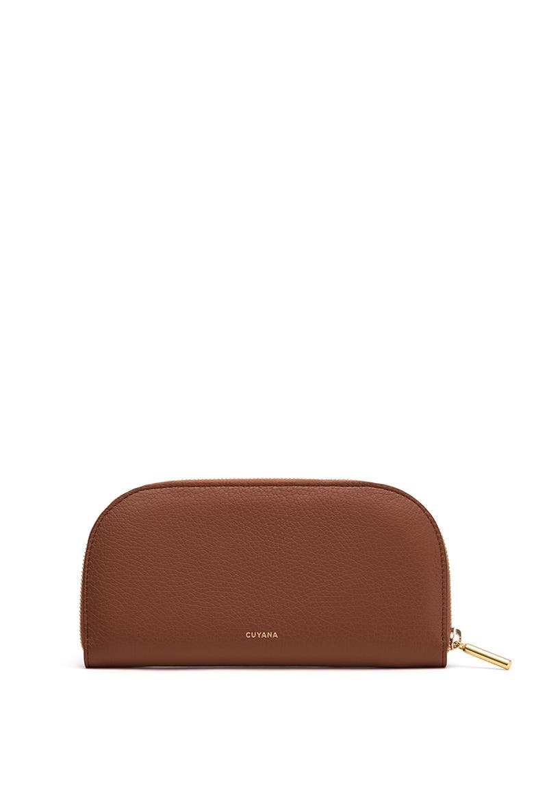 Curved Zip Wallet, Main, color, Dark Chestnut