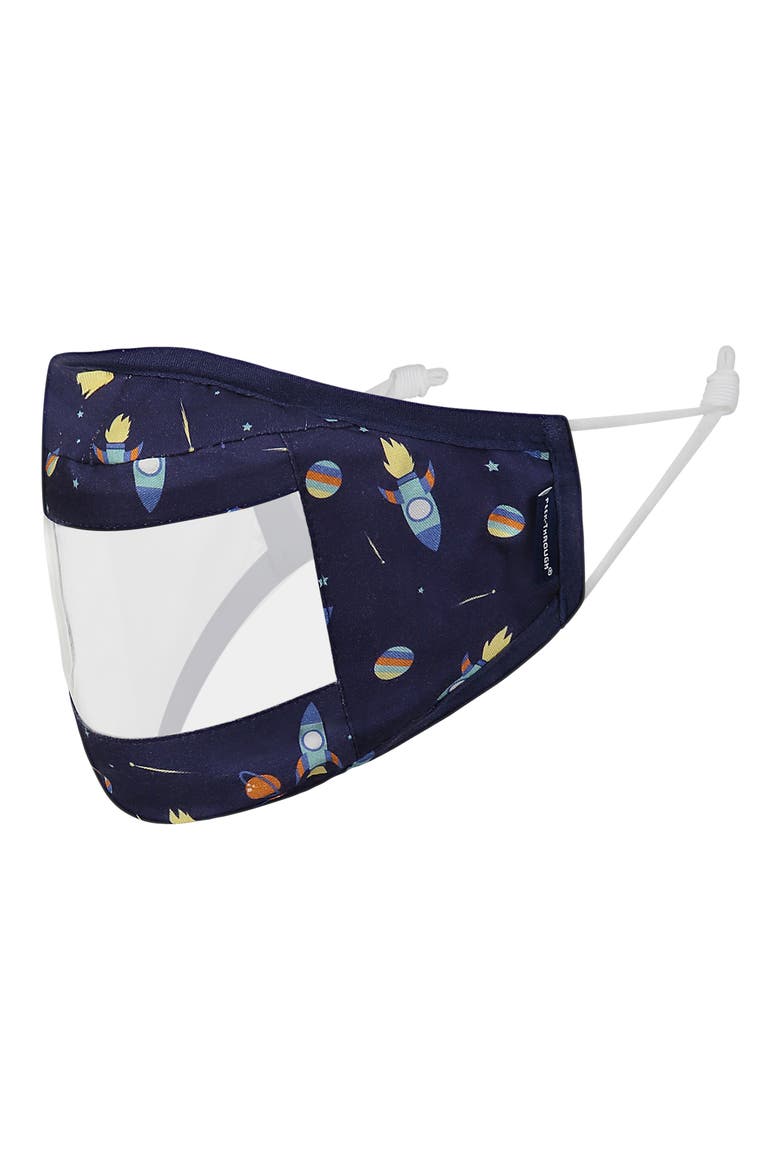 Kids' 3-Pack Clear Front Masks, Alternate, color, NAVY SPACE