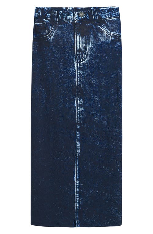 Desigual Trompe L'oeil Denim Midi Skirt In Blue