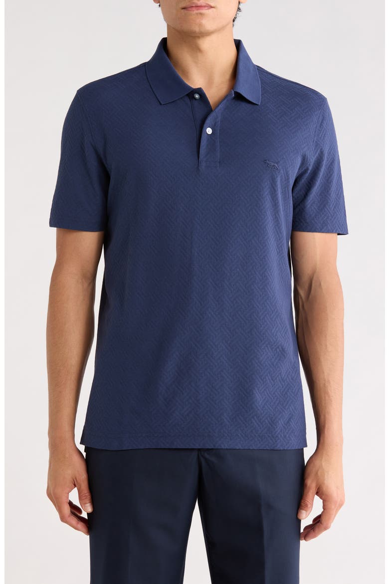 Reimers Lane Sports Fit Cotton Jacquard Polo, Main, color, MIDNIGHT