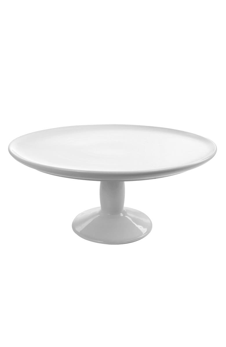 MARTHA STEWART 12in Fine Ceramic Cake Stand, Main, color, White