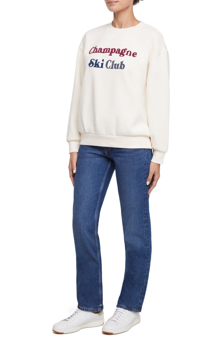 Wildfox Champ Ski Embroidered Sweatshirt, Alternate, color, Eggnog