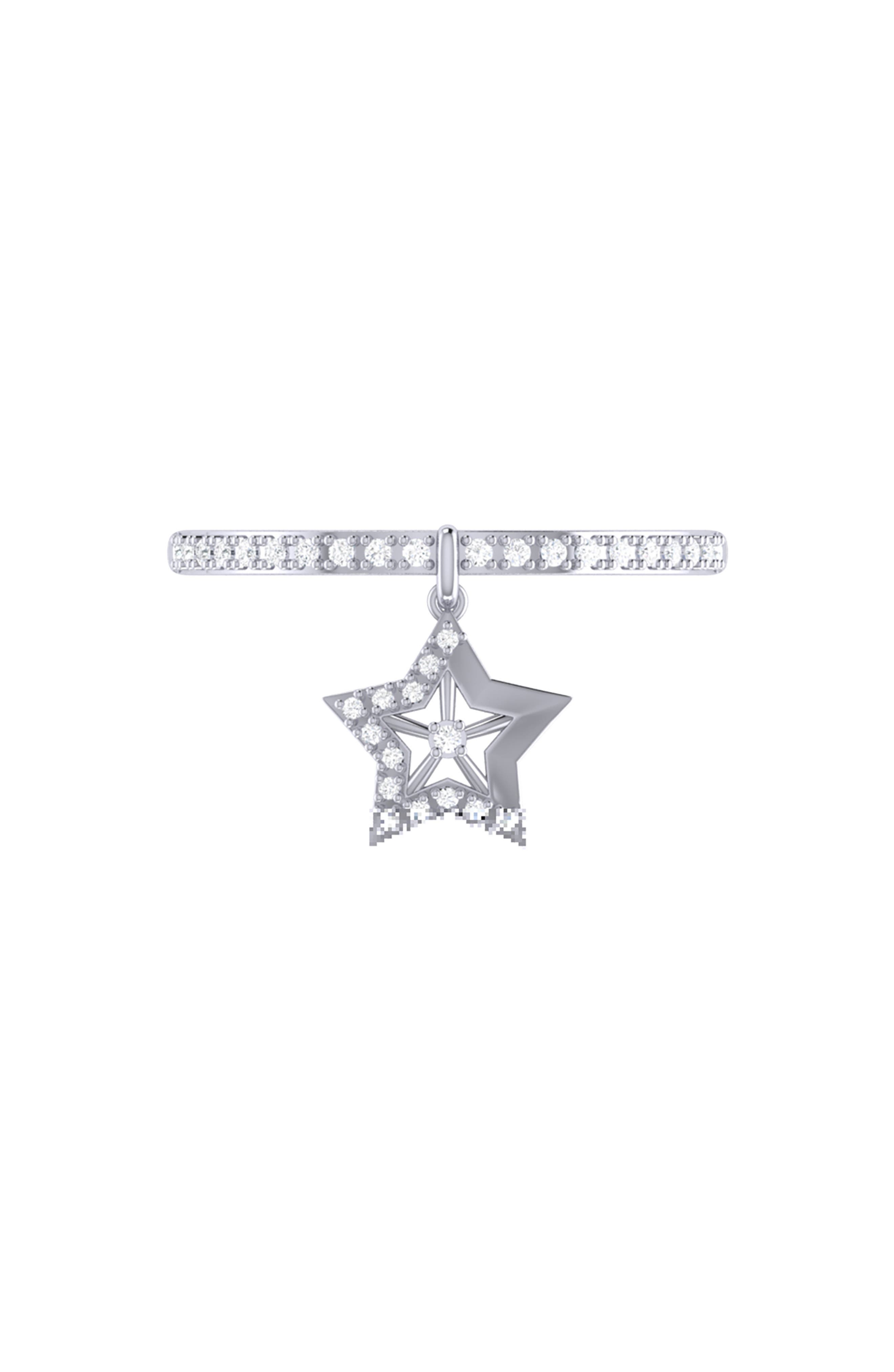 LuvMyJewelry Dreamer Lucky Star Diamond Charm Ring - 0.13ct.