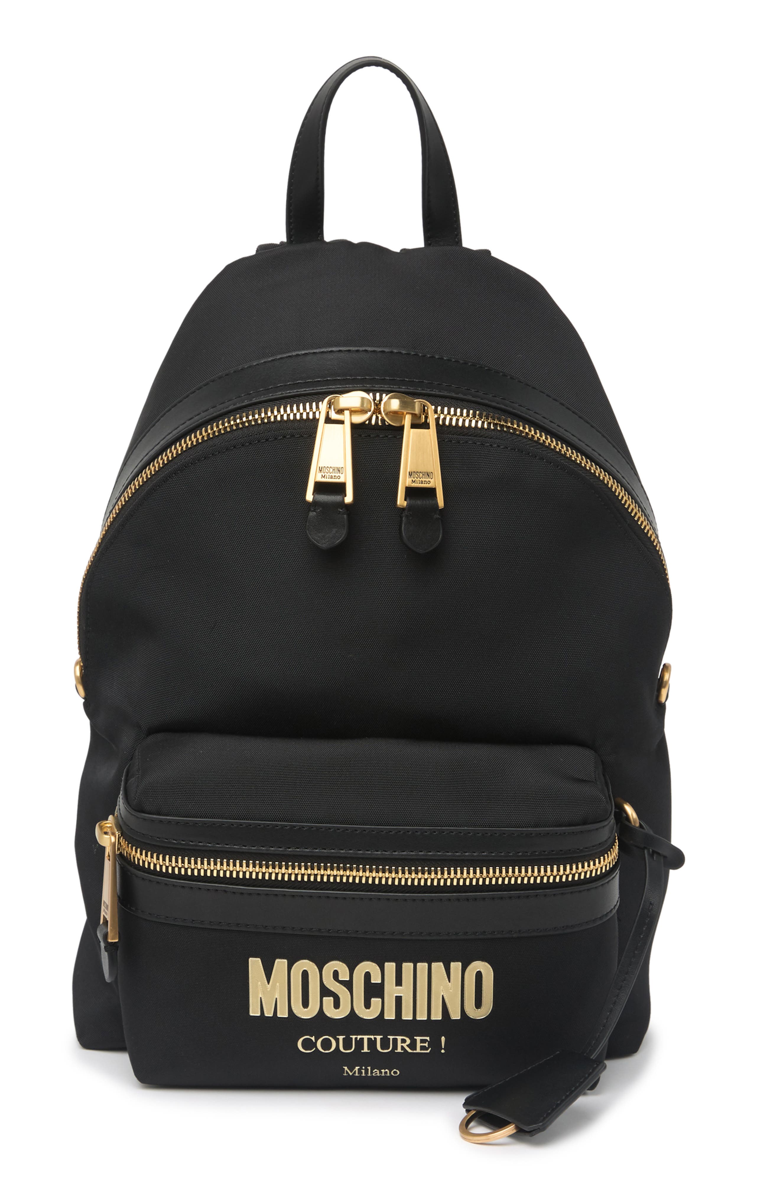 Moschino Logo Print Mini Backpack, Main, color, 
