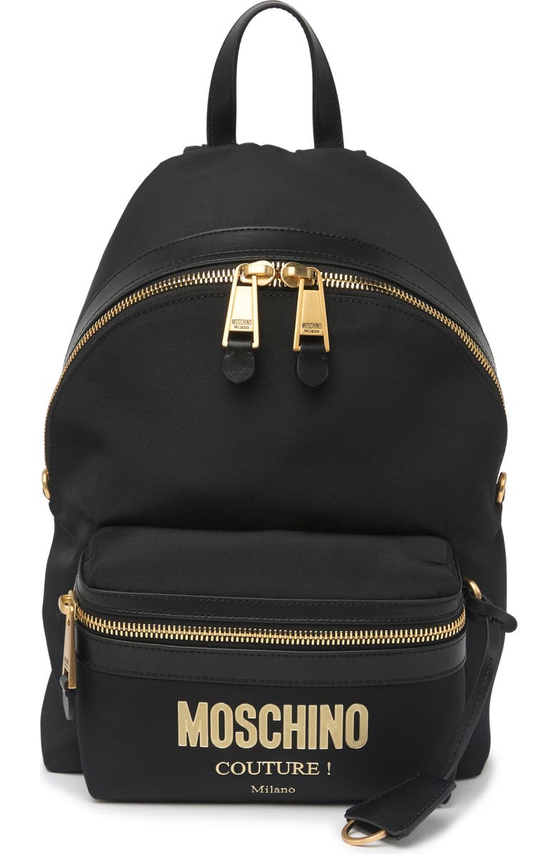 Moschino Logo Print Mini Backpack, Main, color,