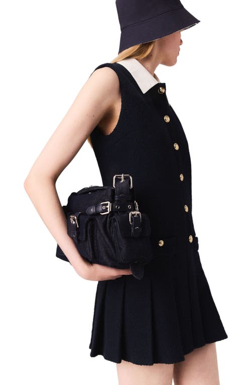 Maje Mini Tweed Dress With Removable Collar In Black