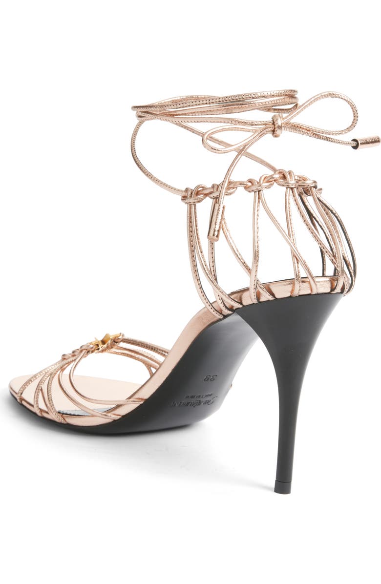 Saint Laurent Babylone Ankle Tie Sandal, Alternate, color, Metallic Gold