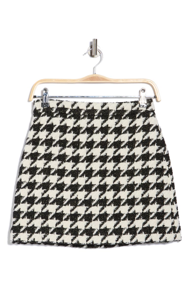 Marseille Houndstooth Miniskirt, Alternate, color, ECRU/ BLACK/ GOLD HOUNDSTOOTH