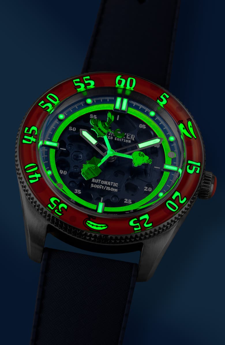 SPINNAKER x SpongeBob SquarePants Croft Midsize Automatic Rubber Strap Watch, 40mm, Alternate, color,