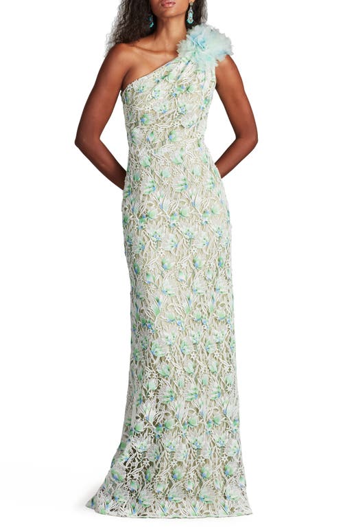 Tadashi Shoji Embroidered Lace One-shoulder Gown
