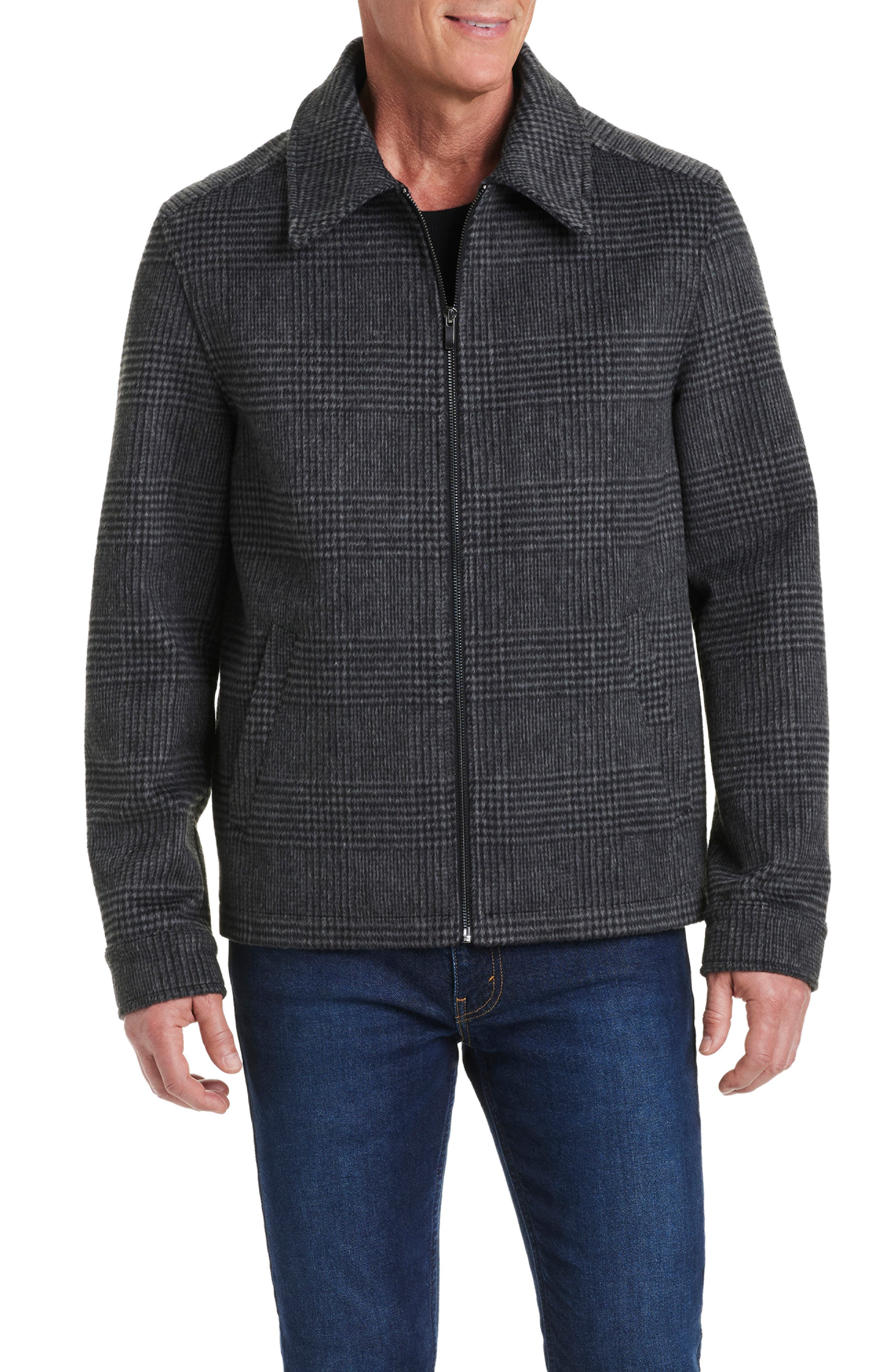Vince Camuto Plaid Flannel Zip Jacket (Men) | Nordstrom