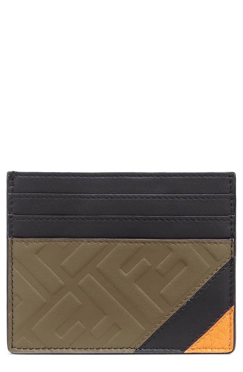 Fendi Leather Card Case, Main, color, 