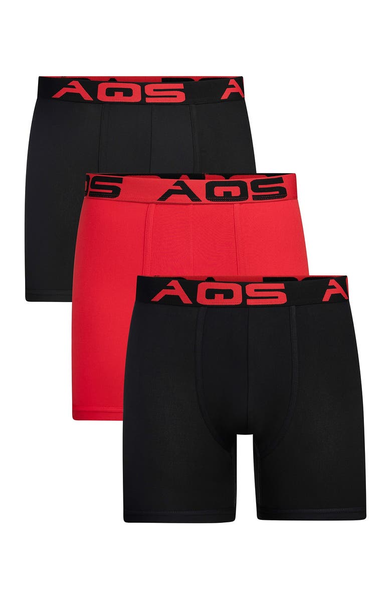 AQS Classic Fit Boxer Briefs - Pack of 3, Main, color, Black/Red/Black
