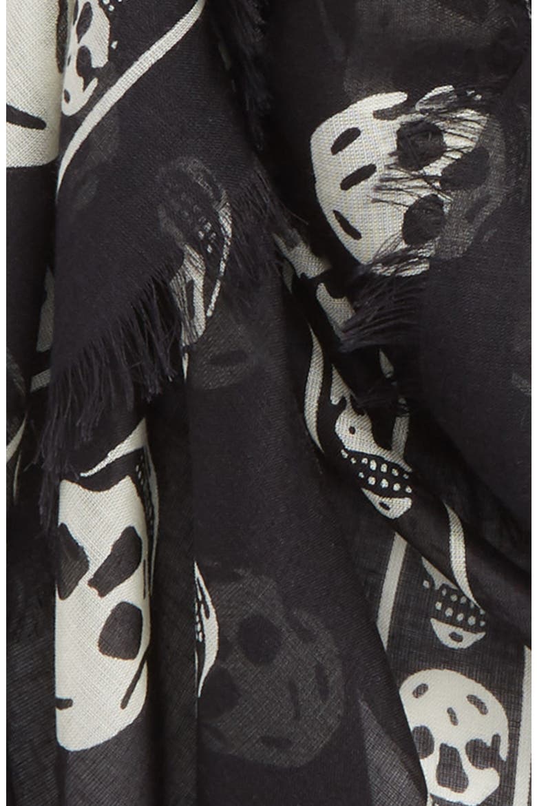 Alexander McQueen Skull Print Modal & Silk Scarf, Alternate, color, 1078 BLACK/ IVORY