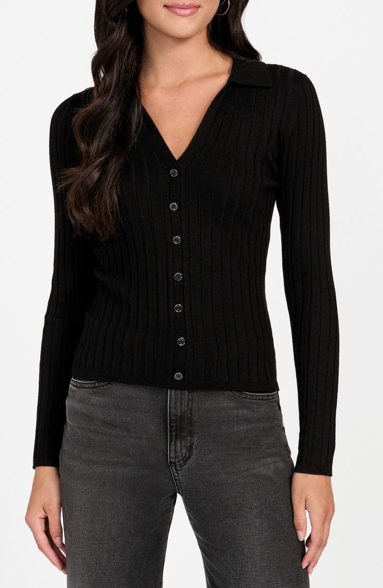 GUESS Miranda Rib Cardigan, Main, color, Black