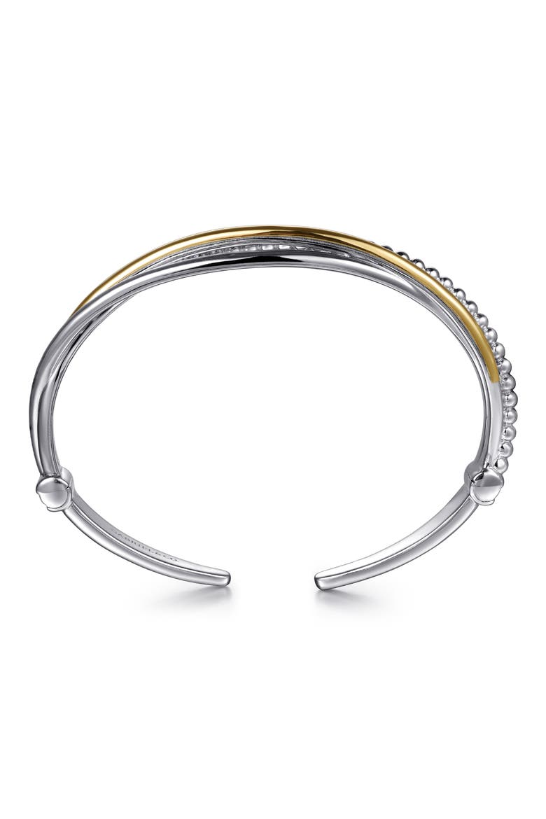 Sterling Silver & 14K Gold Crisscross Bracelet, Alternate, color, SILVER/ 14K YELLOW GOLD