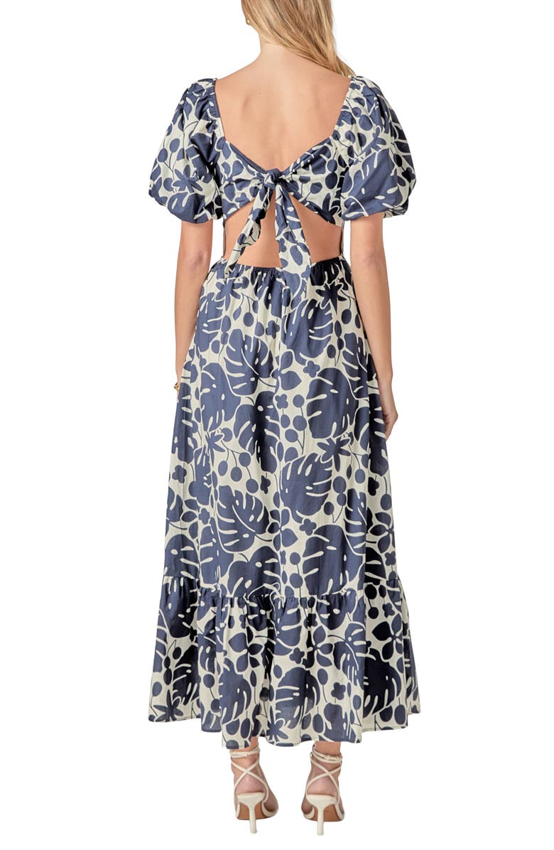 English Factory Floral Print Puff Sleeve Maxi Dress, Alternate, color, Navy/ White