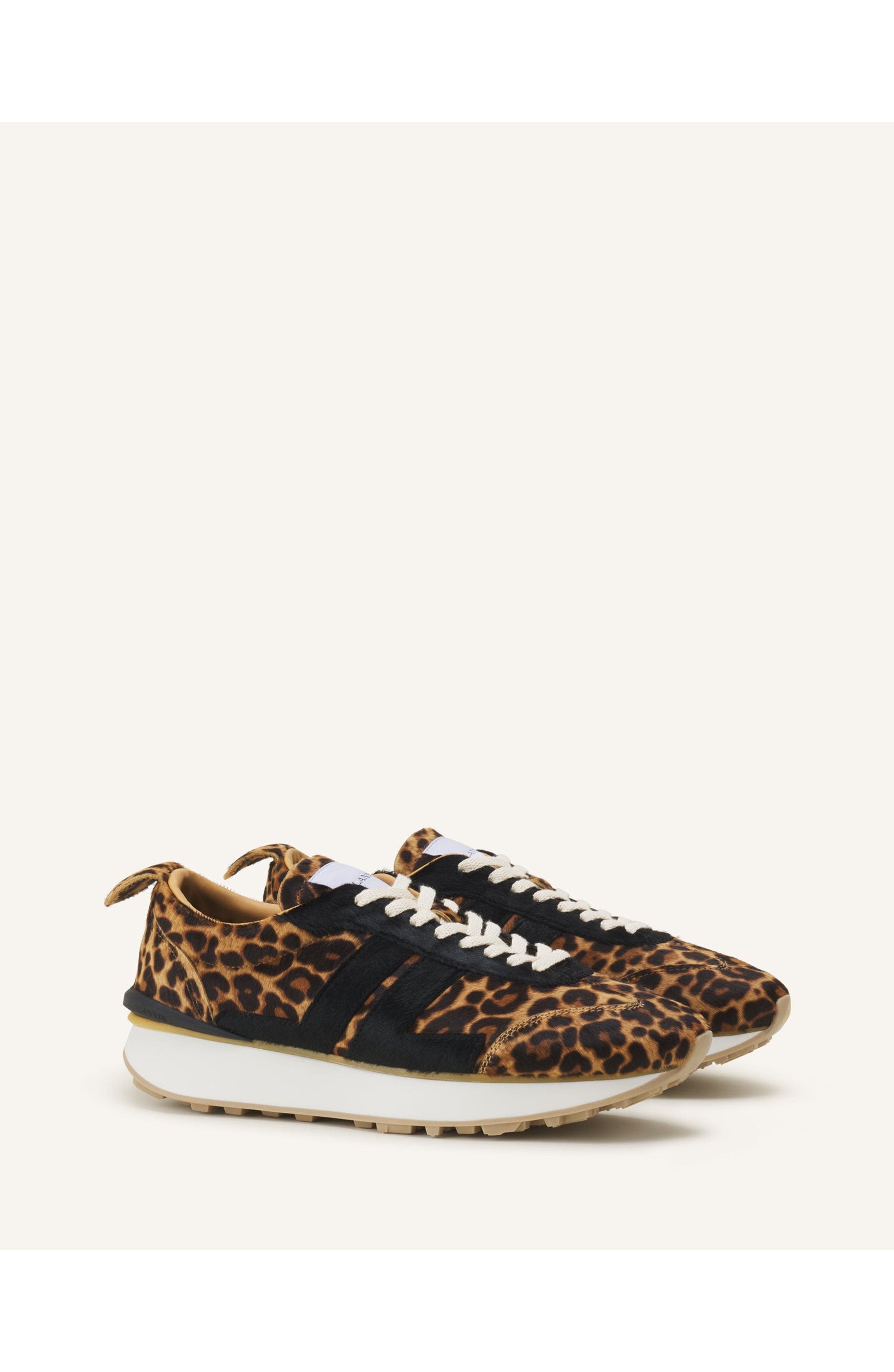 Lanvin Leopard Print Bumpr Sneakers In Pony, Alternate, color, Beige/Black