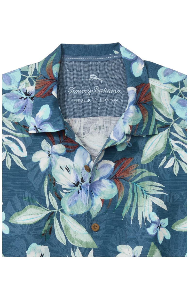 Hibiscus Bluff Silk Camp Shirt, Alternate, color, BLUE ASH
