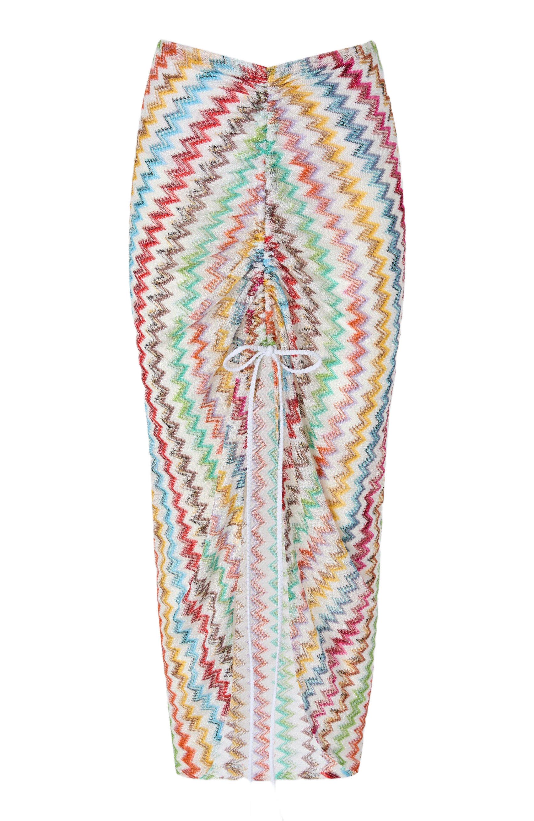 Missoni Ruched Long Skirt In Lamé Viscose With Micro Zigzag