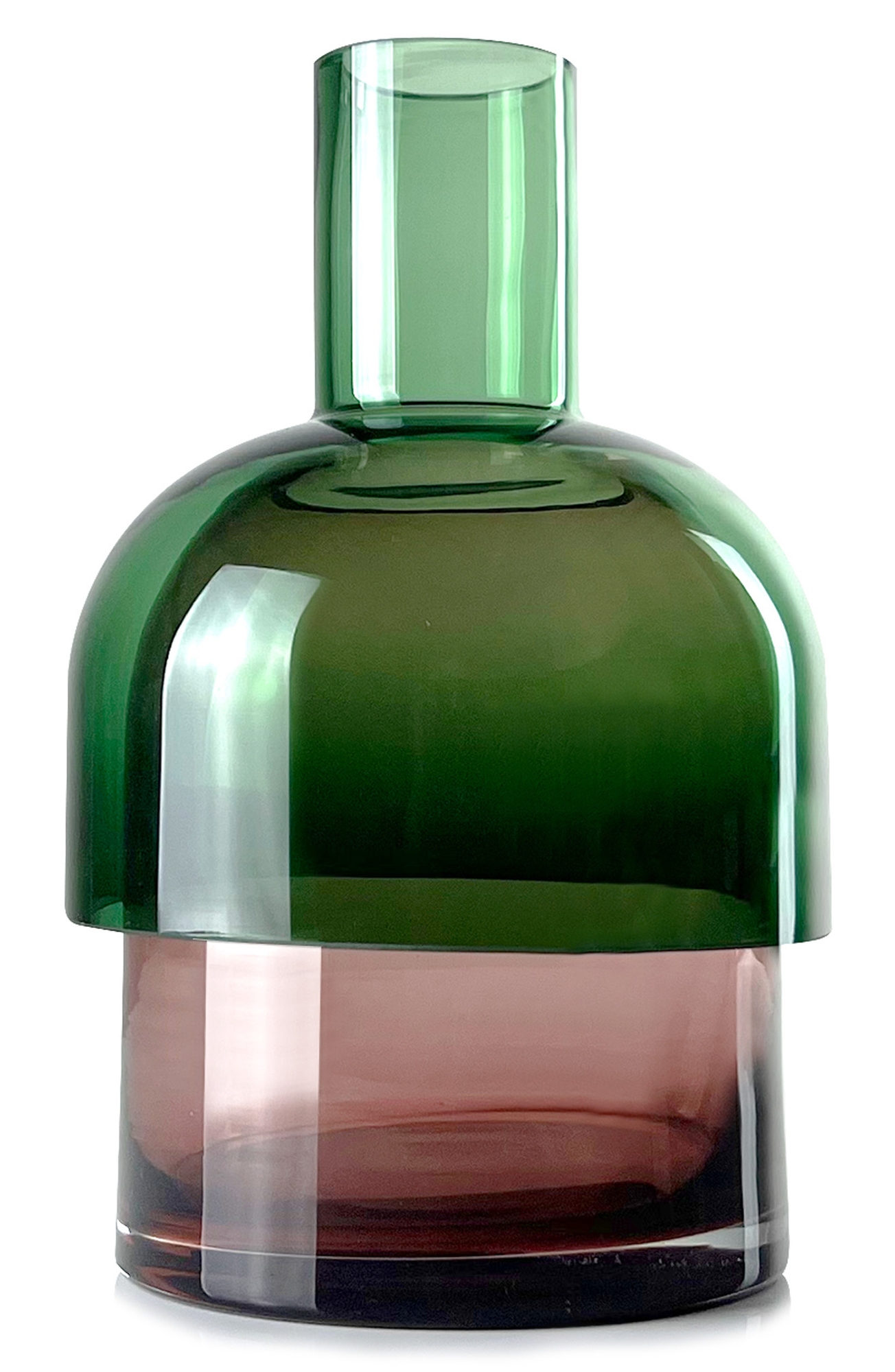 CLOUDNOLA Flip Top Glass Vase - Green/ Pink, Large