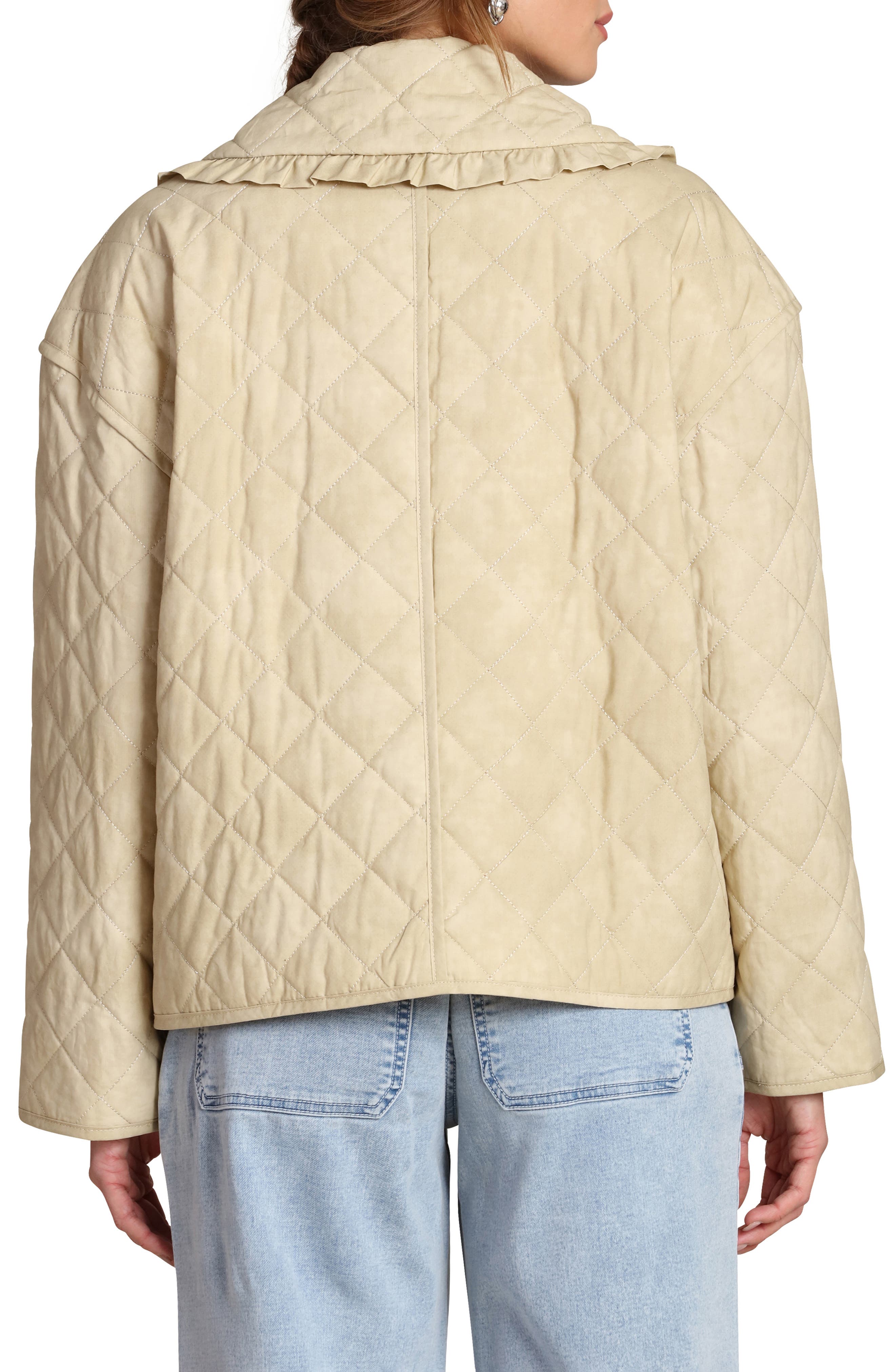 Ruffled Collar Diamond Quilted Jacket - image 2