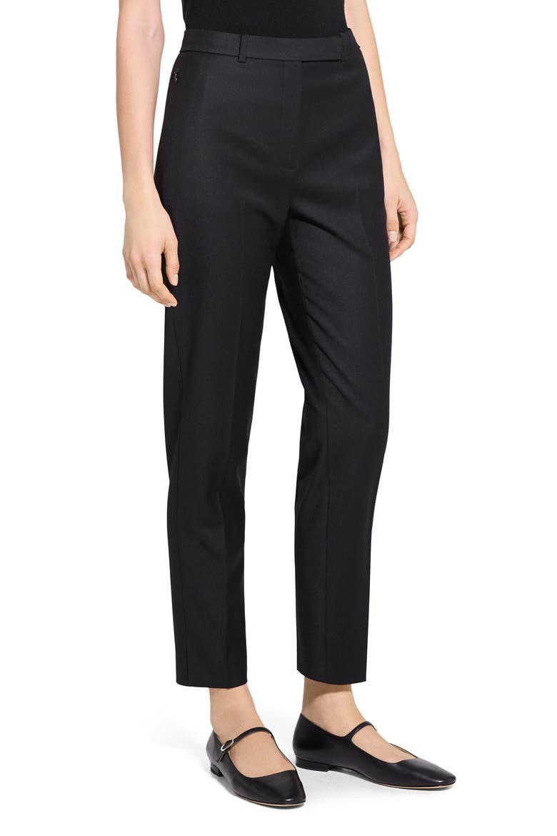 Sleek Flannel High Waist Taper Pants, Alternate, color, BLACK