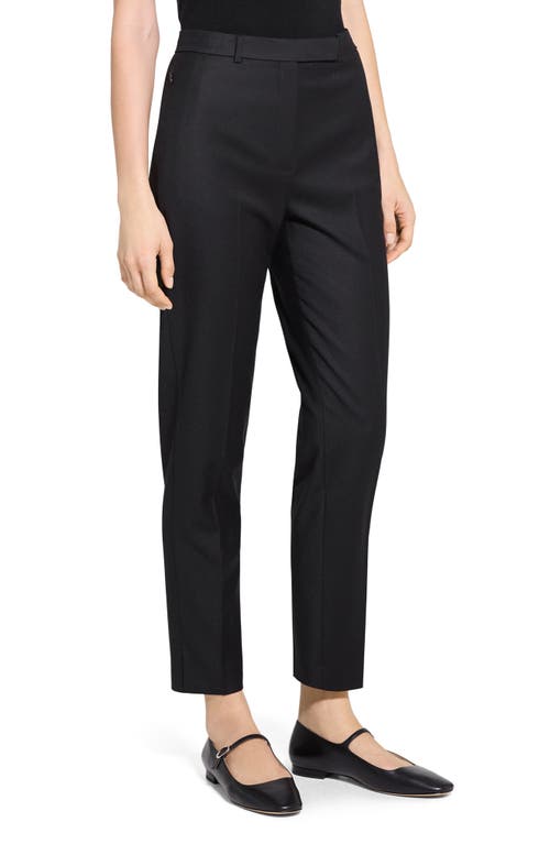 Theory High Waist Taper Leg Virgin Wool Pants In Black